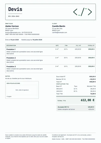Aperçu du devis Terminal papier