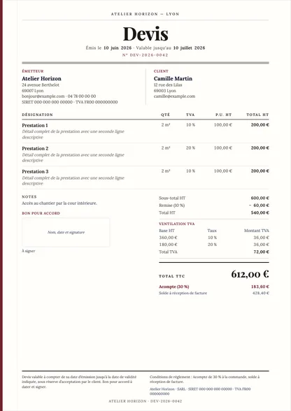 Aperçu du devis Cabinet conseil