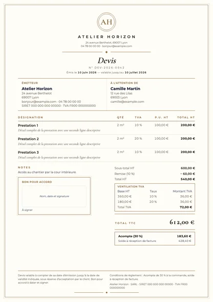 Aperçu du devis Monogramme luxe