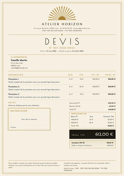 Aperçu du devis Art déco doré